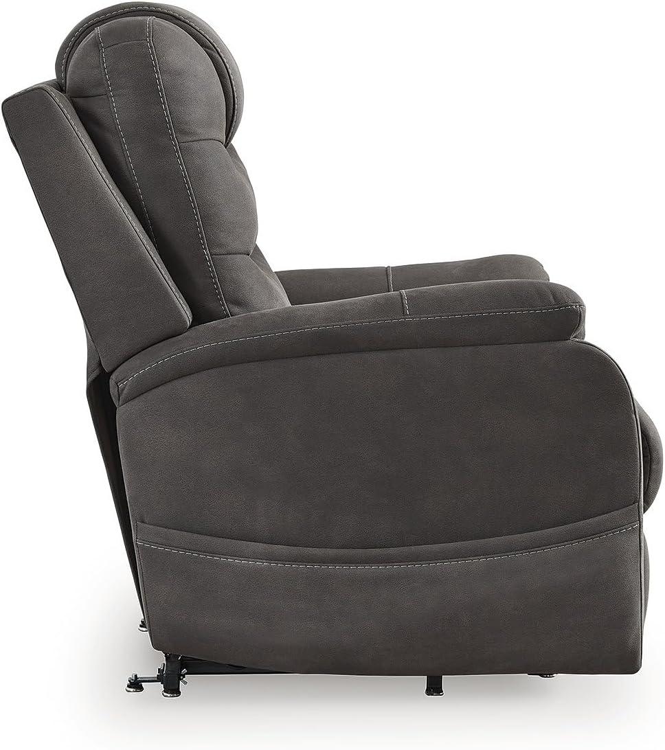 imageSignature Design By Ashley Snowfield Recliner Chair Power Lift with Heat and Massage Faux Leather Upholstery Easy View Adjustable Headrest USB Charging Living Room Comfort