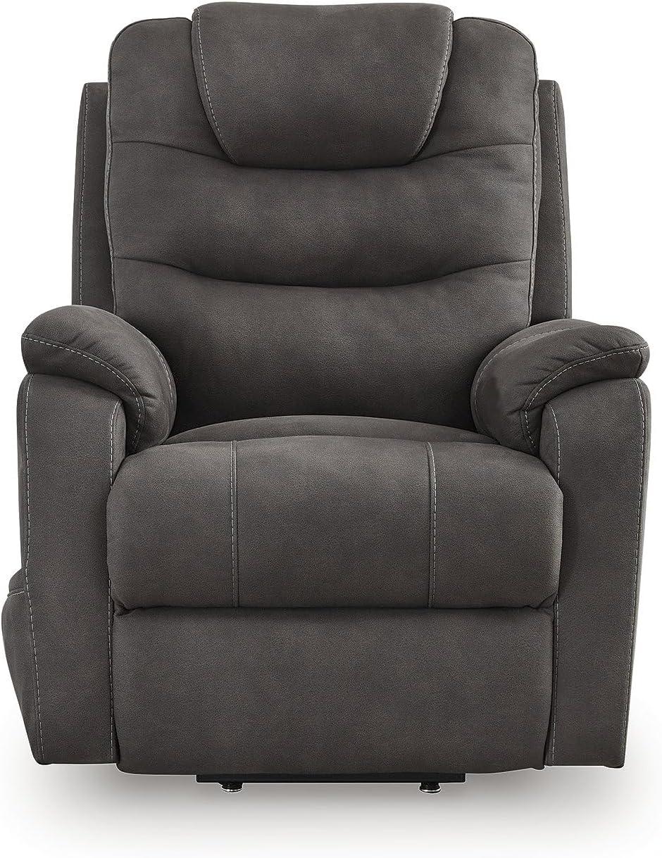 imageSignature Design By Ashley Snowfield Recliner Chair Power Lift with Heat and Massage Faux Leather Upholstery Easy View Adjustable Headrest USB Charging Living Room Comfort