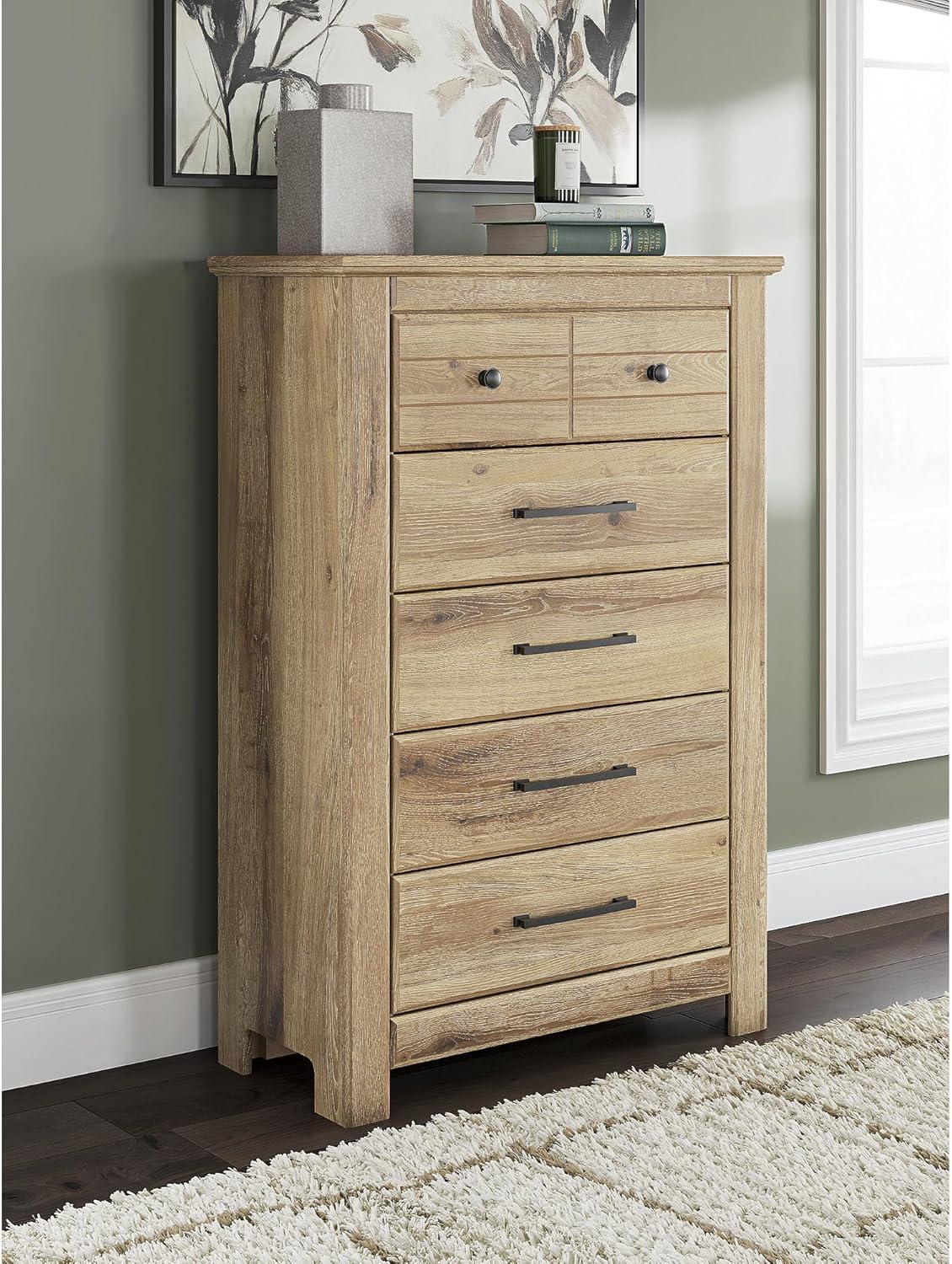 imageSignature Design by Ashley Allihauser Vintage 5Drawer Chest with Safety Stop and Anti Tipping Light Brown