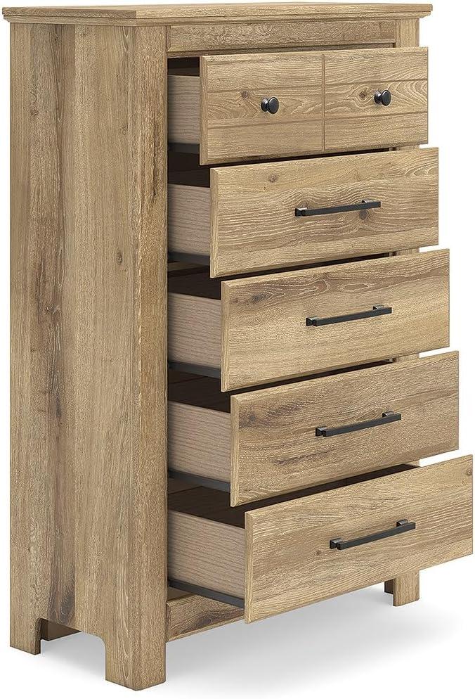 imageSignature Design by Ashley Allihauser Vintage 5Drawer Chest with Safety Stop and Anti Tipping Light Brown