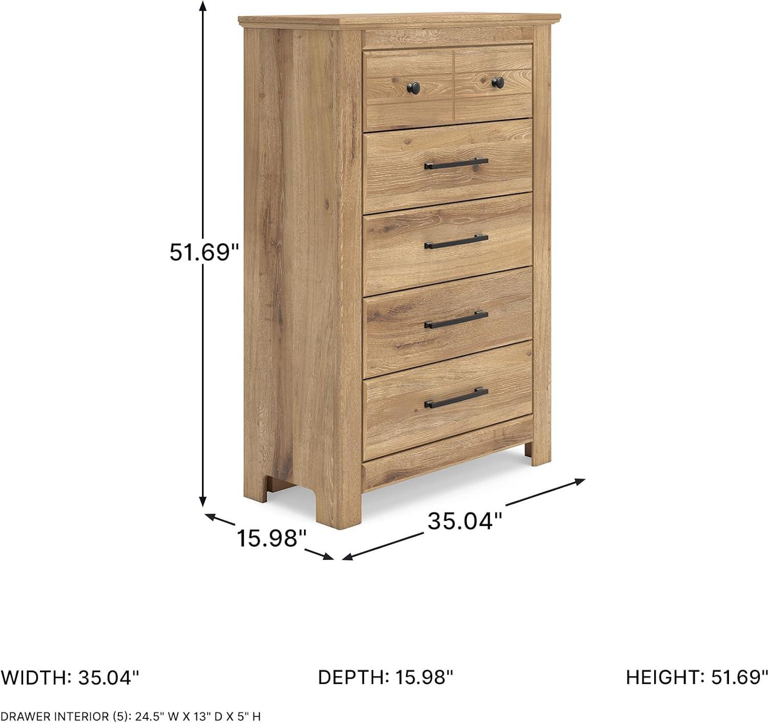 imageSignature Design by Ashley Allihauser Vintage 5Drawer Chest with Safety Stop and Anti Tipping Light Brown