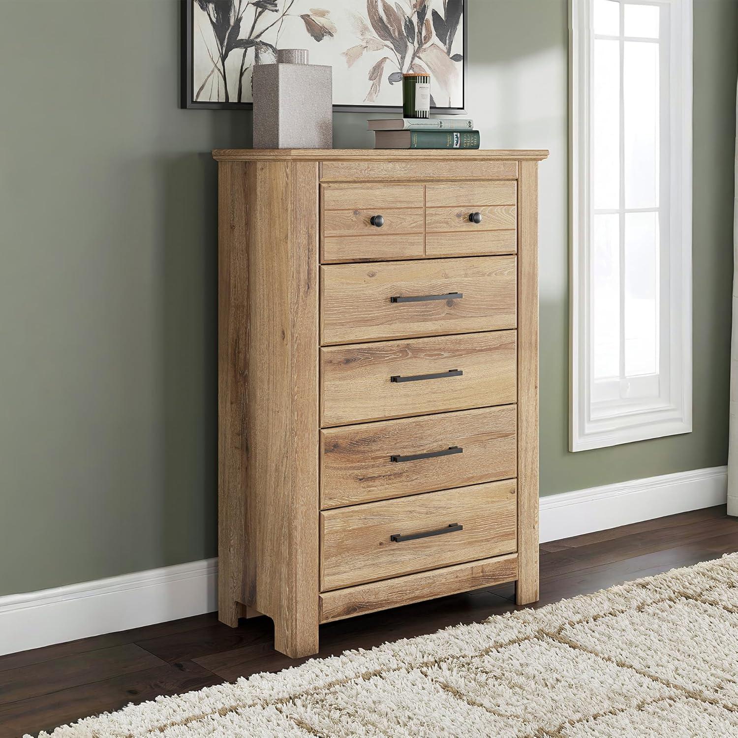 imageSignature Design by Ashley Allihauser Vintage 5Drawer Chest with Safety Stop and Anti Tipping Light Brown