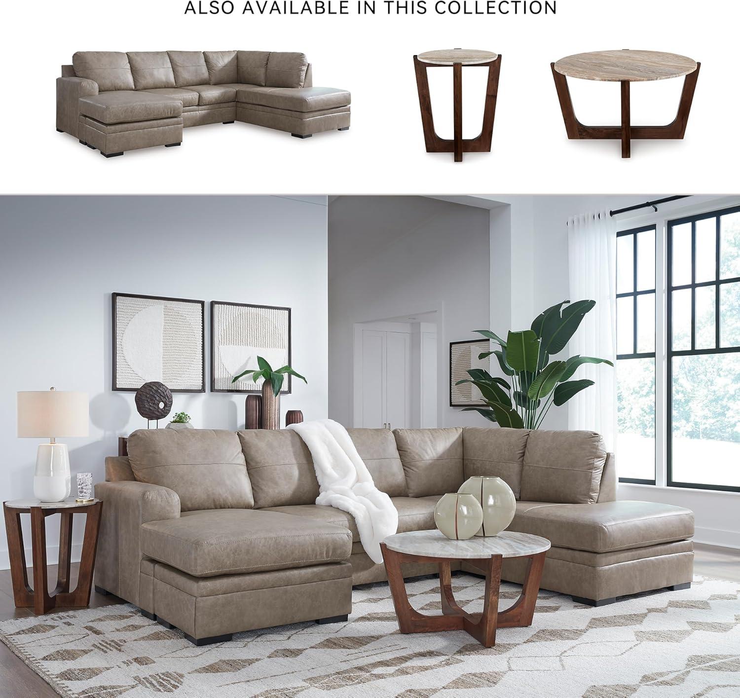 imageSignature Design by Ashley Amuleto Contemporary Leather Match RightArm Facing 2Piece Sectional with Chaise Removable Cushions and Armrest Dark BrownDesert