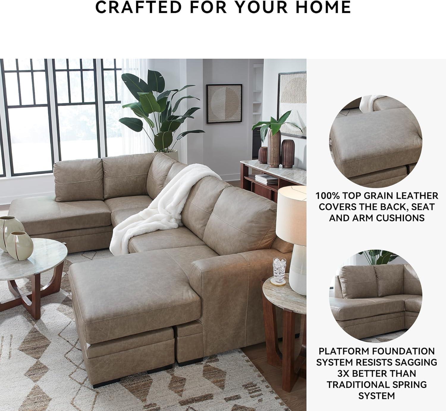 imageSignature Design by Ashley Amuleto Contemporary Leather Match RightArm Facing 2Piece Sectional with Chaise Removable Cushions and Armrest Dark BrownDesert