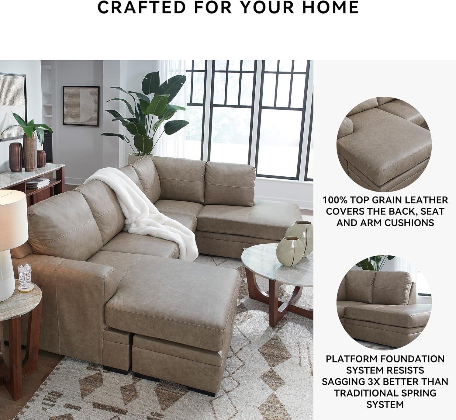imageSignature Design by Ashley Amuleto Contemporary Leather Match RightArm Facing 2Piece Sectional with Chaise Removable Cushions and Armrest Dark BrownDesert