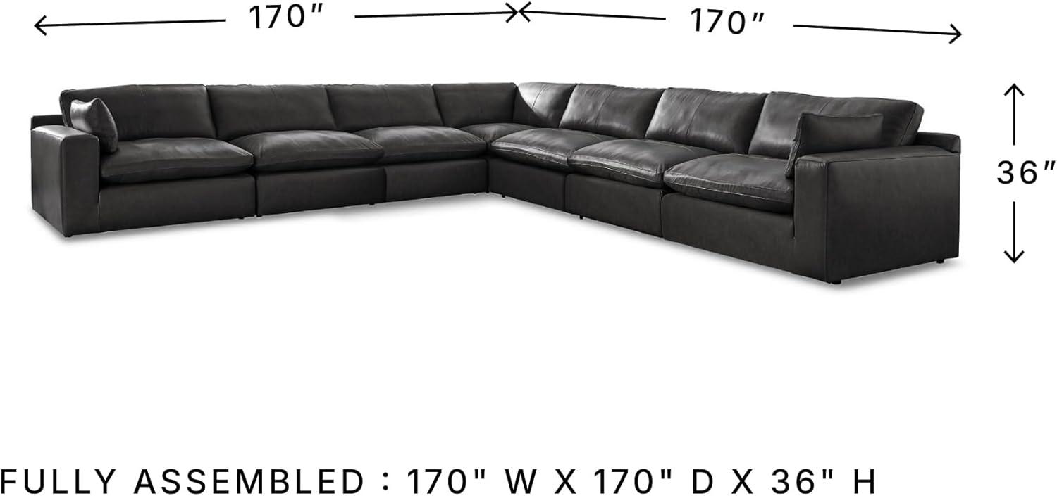 imageSignature Design by Ashley Emilia Sectional Sofa Modular Leather Couch with Feather Cushions Contemporary Living Room Seating with Floating Pieces 170 W x 170 D x 36 H