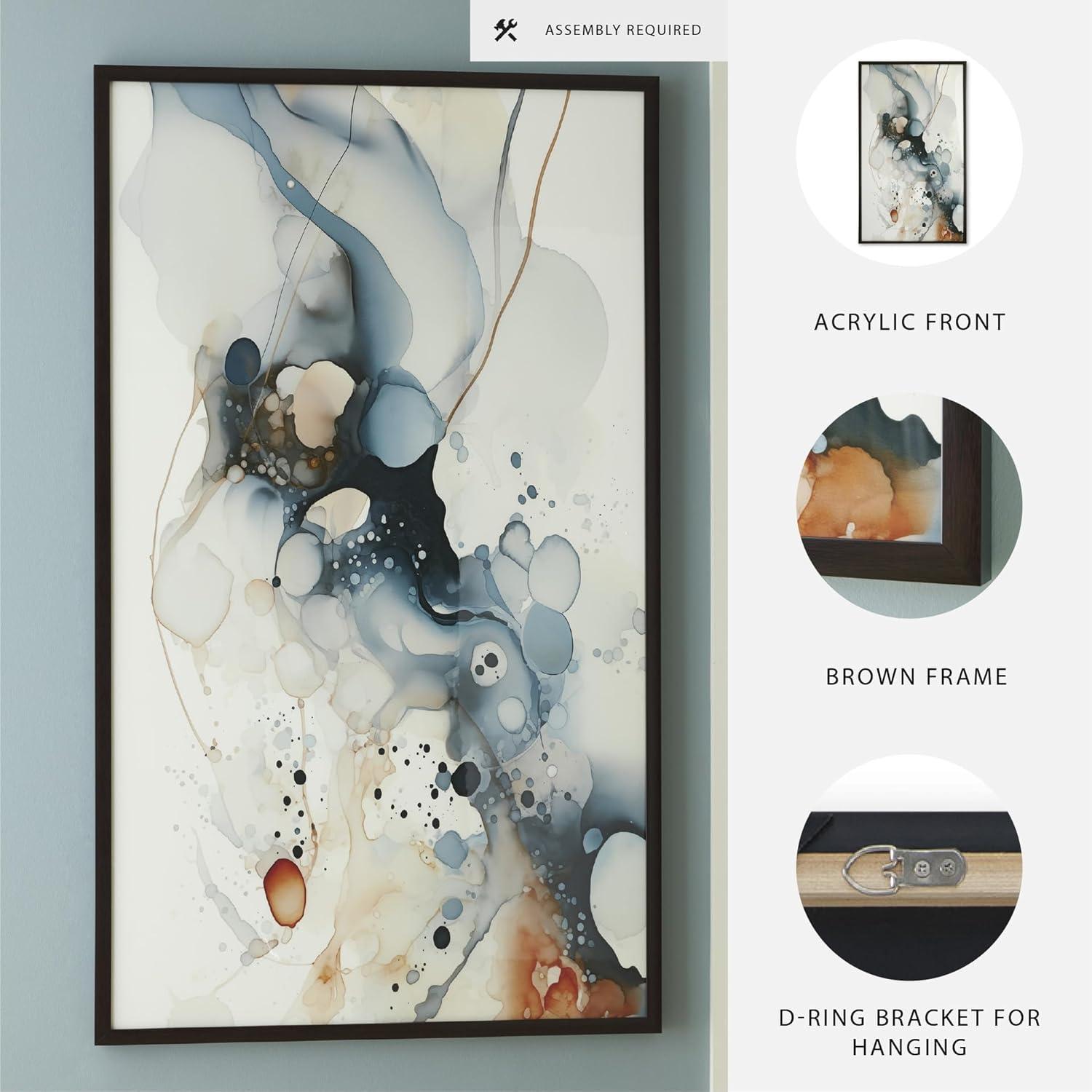 imageSignature Design by Ashley Foxenburg Abstract Framed Print Large Contemporary Decor with Acrylic Front Brown Frame Modern Artwork for Living Room or Dining Room Walls
