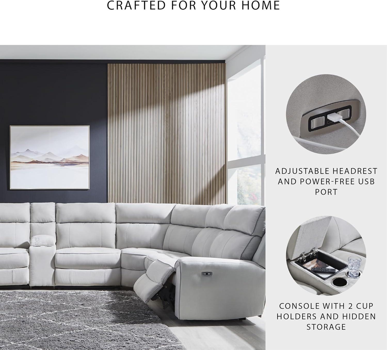 imageSignature Design by Ashley Grafton Pike Modular Sectional Sofa with Power Reclining Adjustable Headrests and Storage Console L Shaped Couch for Living Room Seating 136 x 123