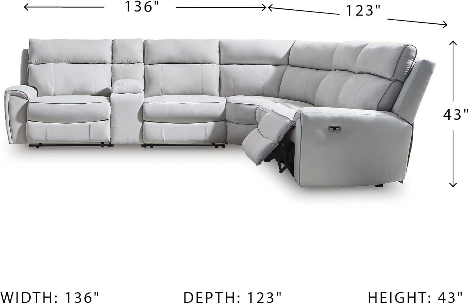 imageSignature Design by Ashley Grafton Pike Modular Sectional Sofa with Power Reclining Adjustable Headrests and Storage Console L Shaped Couch for Living Room Seating 136 x 123
