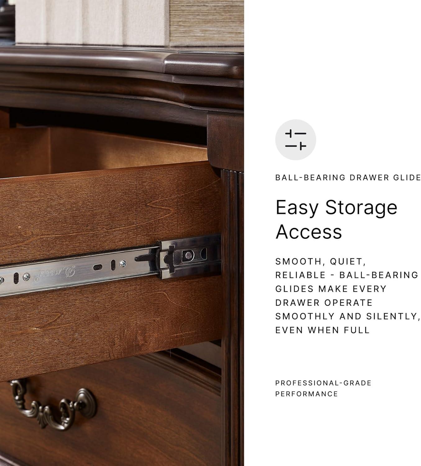 imageSignature Design by Ashley Lavinton Traditional Chest with 5 SmoothGliding Drawers Metal Drawer Pulls Wood Cherry Brown Finish 3538 W x 1788 D x 51 H