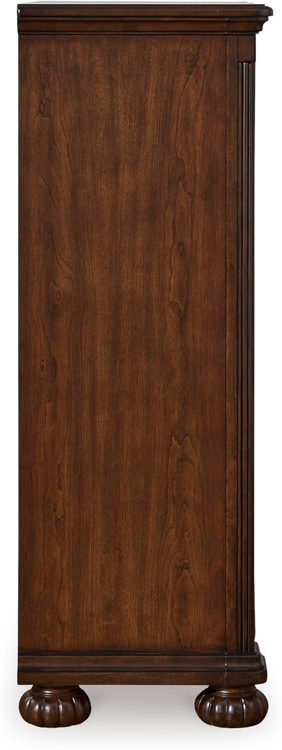 imageSignature Design by Ashley Lavinton Traditional Chest with 5 SmoothGliding Drawers Metal Drawer Pulls Wood Cherry Brown Finish 3538 W x 1788 D x 51 H