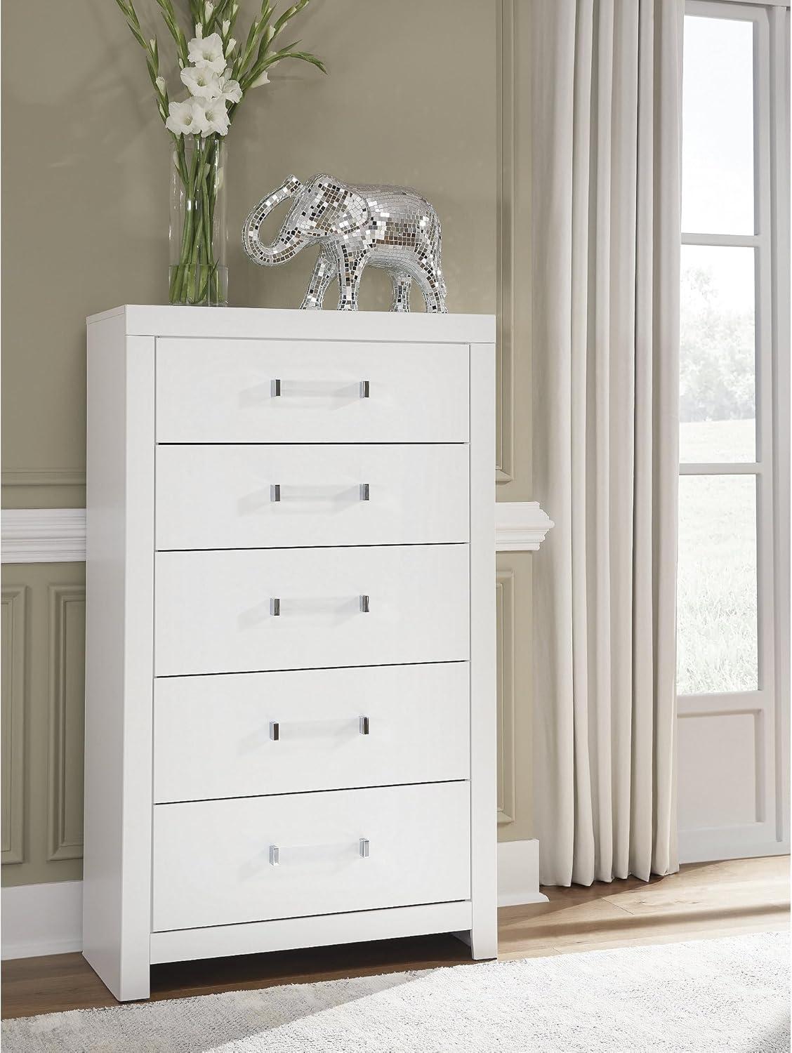 imageSignature Design by Ashley Marzoni Contemporary 5Drawer Chest with Safety Stop White