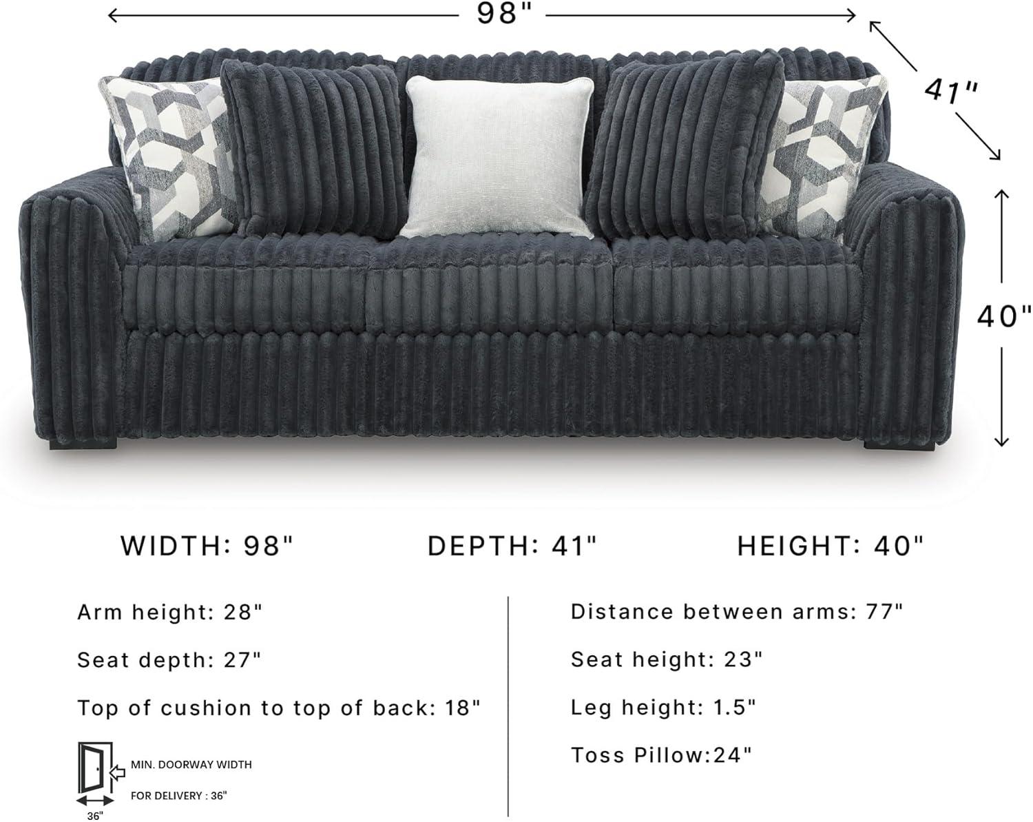 imageSignature Design by Ashley MidnightMadness Sofas Jumbo Corduroy Upholstered Living Room Sofa with Plush Cushions Cozy Everyday Seating for Relaxed Home Lounging