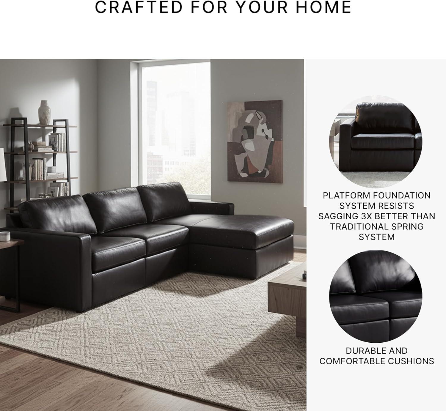 imageSignature Design by Ashley Modmax II Sectional Sofa with Chaise Modular Design Top Grain Leather Seating Contemporary Living Room Sectionals for Flexible Lounging Black