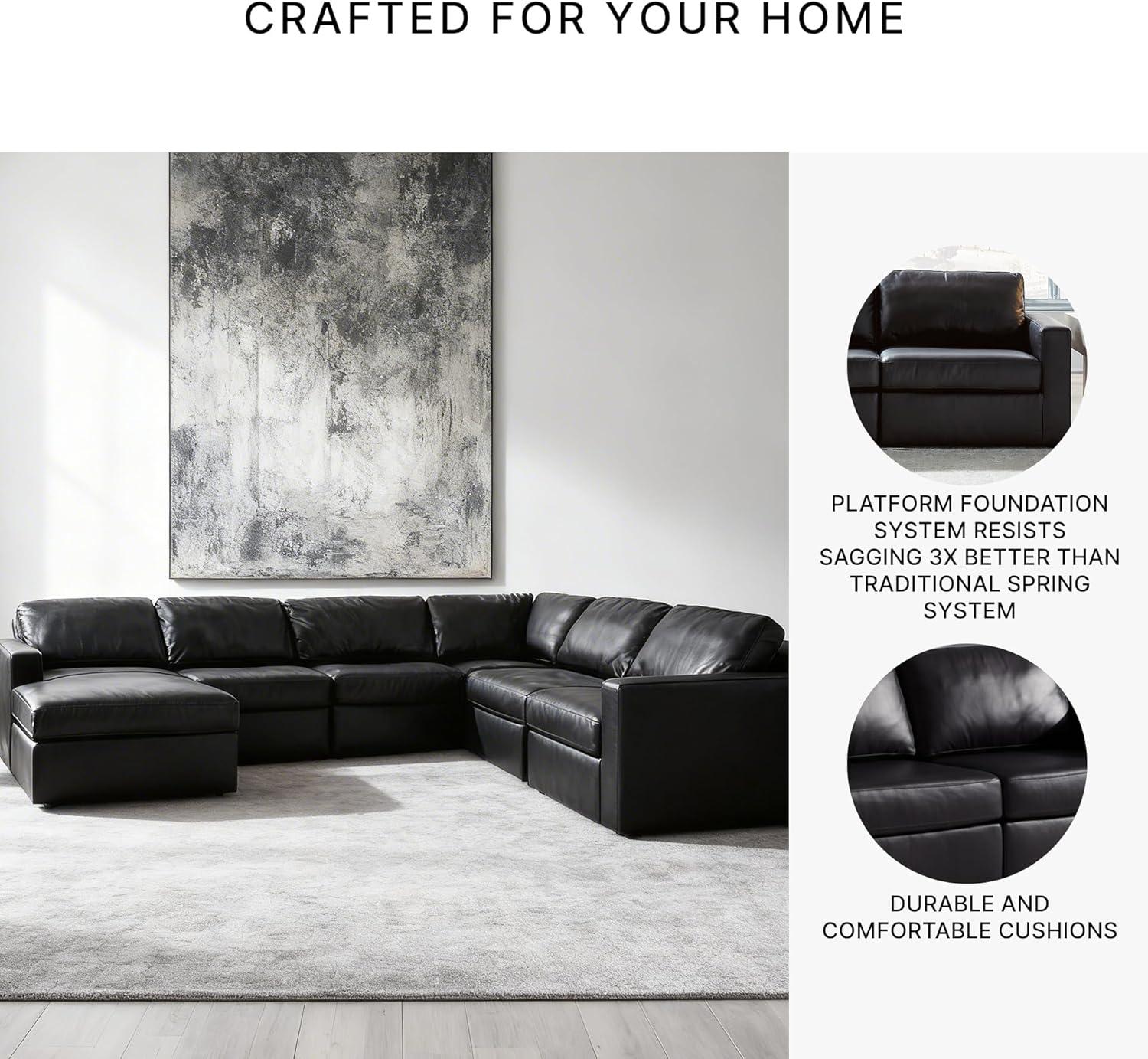imageSignature Design by Ashley Modmax II Sectional Sofa with Chaise Modular Design Top Grain Leather Seating Sectionals for Living Room Lounging and Everyday Entertaining Black