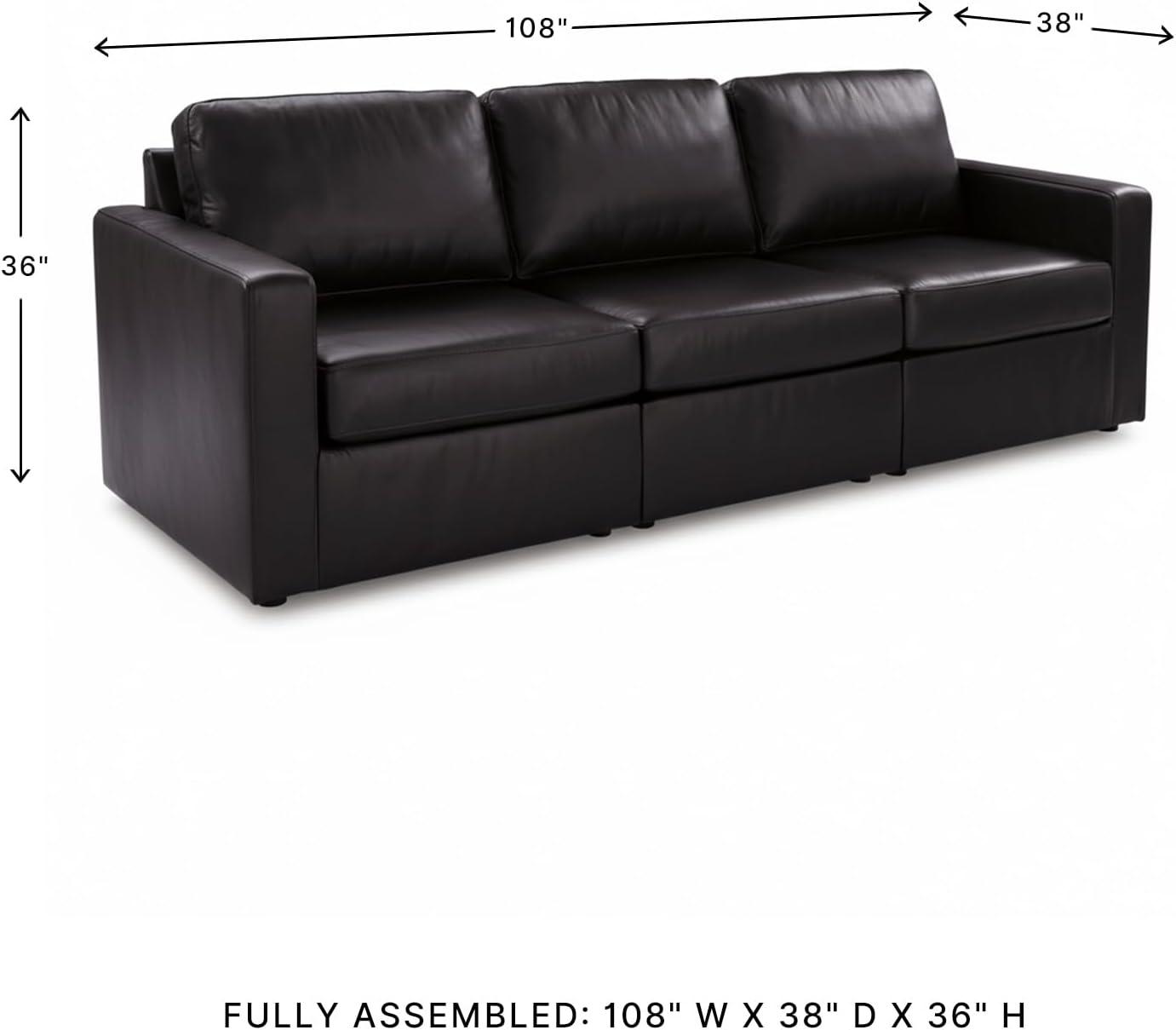 imageSignature Design by Ashley Modmax II Sectionals 3Piece Sectional Sofa Top Grain Leather Match Modular Seating for Living Rooms 108 W x 38 D x 36 H