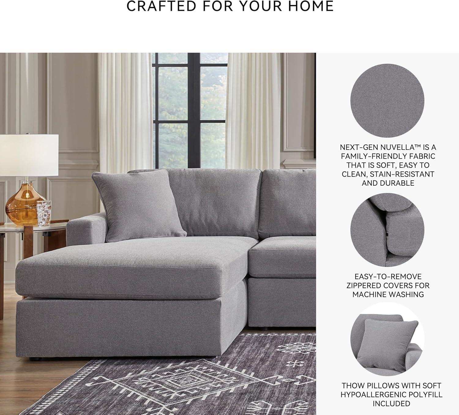imageSignature Design by Ashley Modmax Sectional Sofa Double Chaise EasyClean Nuvella Fabric Seating for Living Room Movie Nights and Entertaining 174 W x 68 D x 36 H