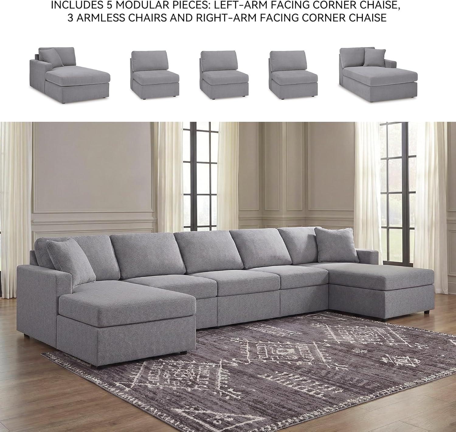 imageSignature Design by Ashley Modmax Sectional Sofa Double Chaise EasyClean Nuvella Fabric Seating for Living Room Movie Nights and Entertaining 174 W x 68 D x 36 H