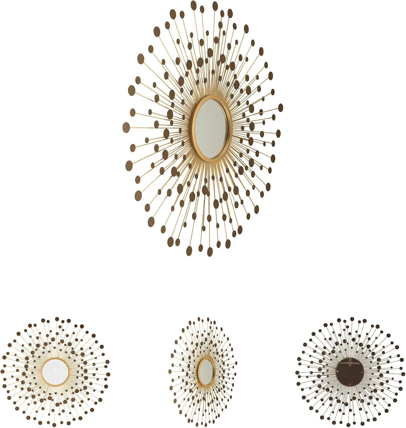 imageSignature Design by Ashley Morwenna Contemporary Round Accent Mirror Keyhole Bracket for Hanging Metal Frame 36 W x 088 D x 36 H Bronze and Gold