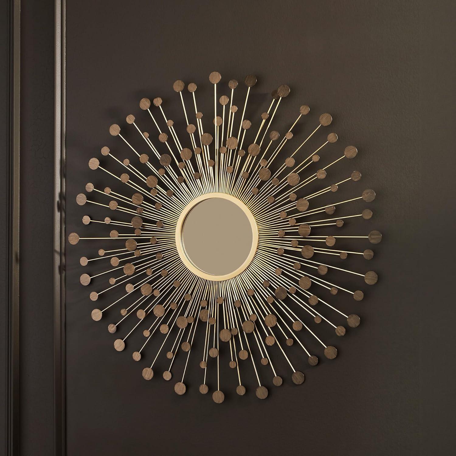 imageSignature Design by Ashley Morwenna Contemporary Round Accent Mirror Keyhole Bracket for Hanging Metal Frame 36 W x 088 D x 36 H Bronze and Gold
