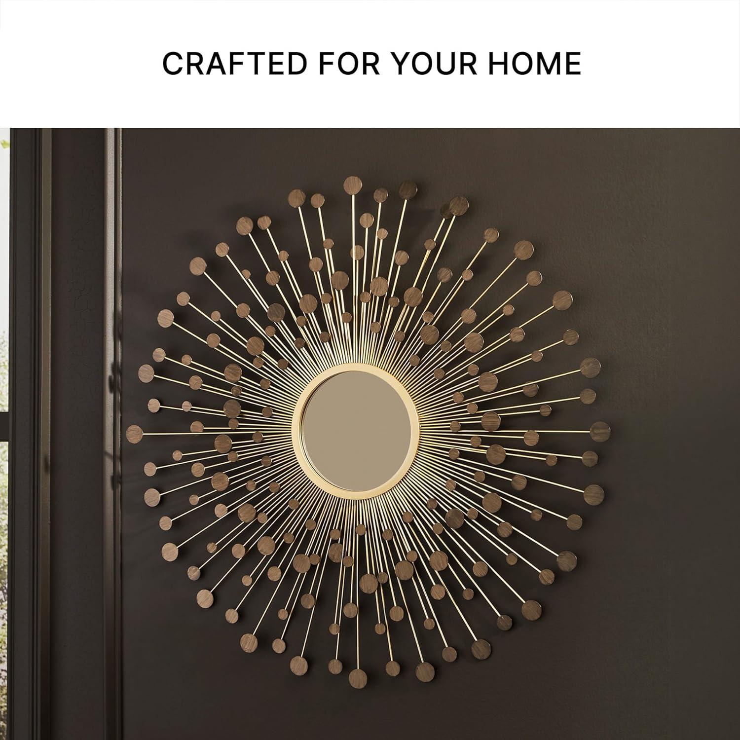 imageSignature Design by Ashley Morwenna Contemporary Round Accent Mirror Keyhole Bracket for Hanging Metal Frame 36 W x 088 D x 36 H Bronze and Gold