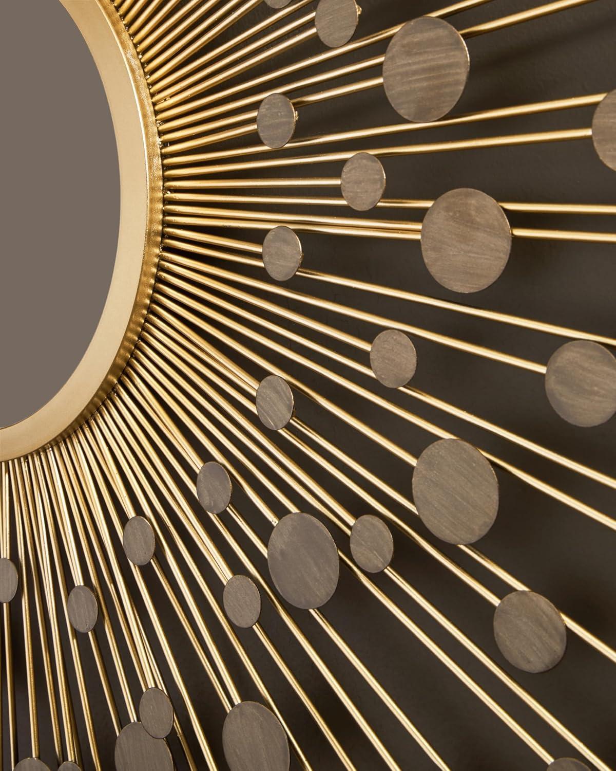 imageSignature Design by Ashley Morwenna Contemporary Round Accent Mirror Keyhole Bracket for Hanging Metal Frame 36 W x 088 D x 36 H Bronze and Gold