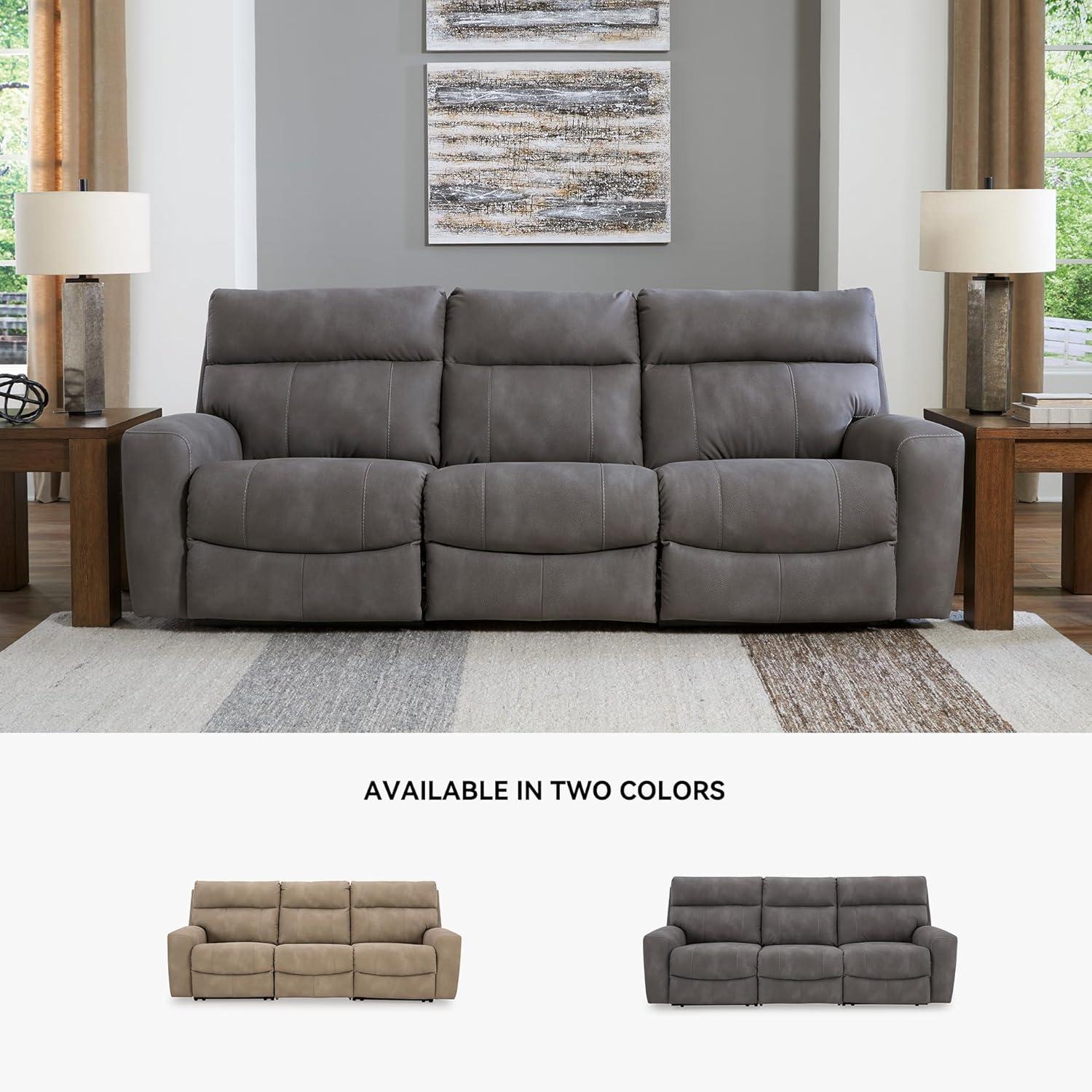 imageSignature Design by Ashley NextGen Durapella Power Reclining Modular Sectional Sofa with Adjustable Headrests EasyClean Faux Leather Living Room Seating 106 W x 42 D x 41 H