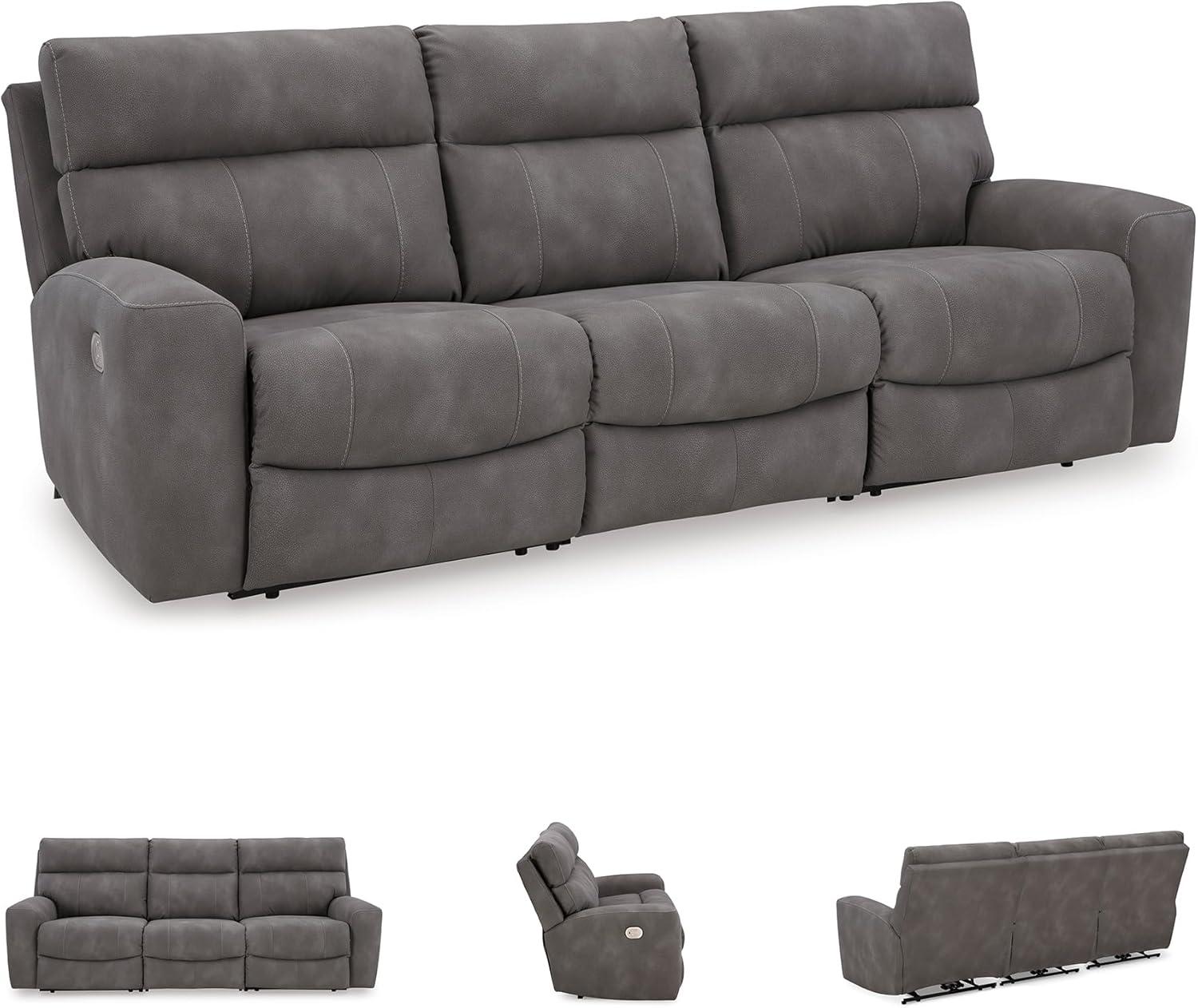 imageSignature Design by Ashley NextGen Durapella Power Reclining Modular Sectional Sofa with Adjustable Headrests EasyClean Faux Leather Living Room Seating 106 W x 42 D x 41 H