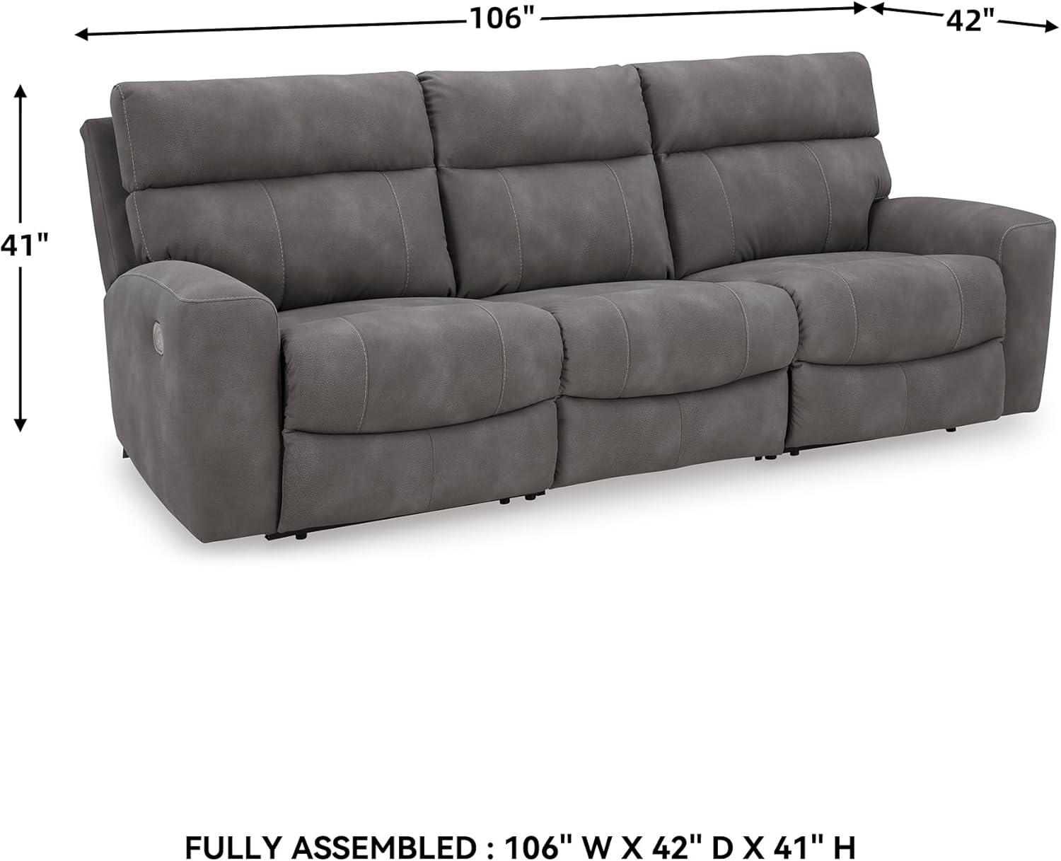 imageSignature Design by Ashley NextGen Durapella Power Reclining Modular Sectional Sofa with Adjustable Headrests EasyClean Faux Leather Living Room Seating 106 W x 42 D x 41 H