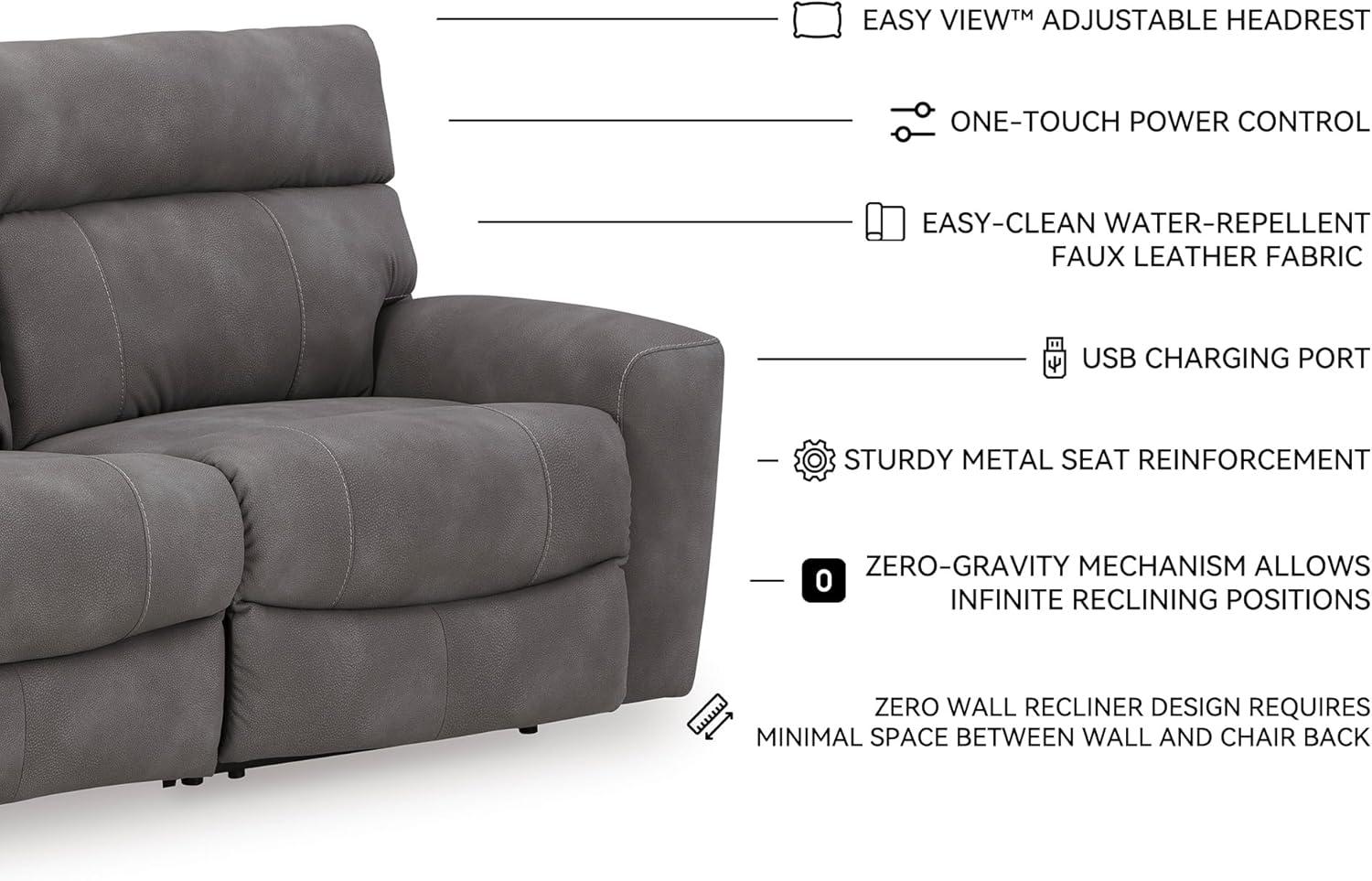 imageSignature Design by Ashley NextGen Durapella Power Reclining Modular Sectional Sofa with Adjustable Headrests EasyClean Faux Leather Living Room Seating 106 W x 42 D x 41 H