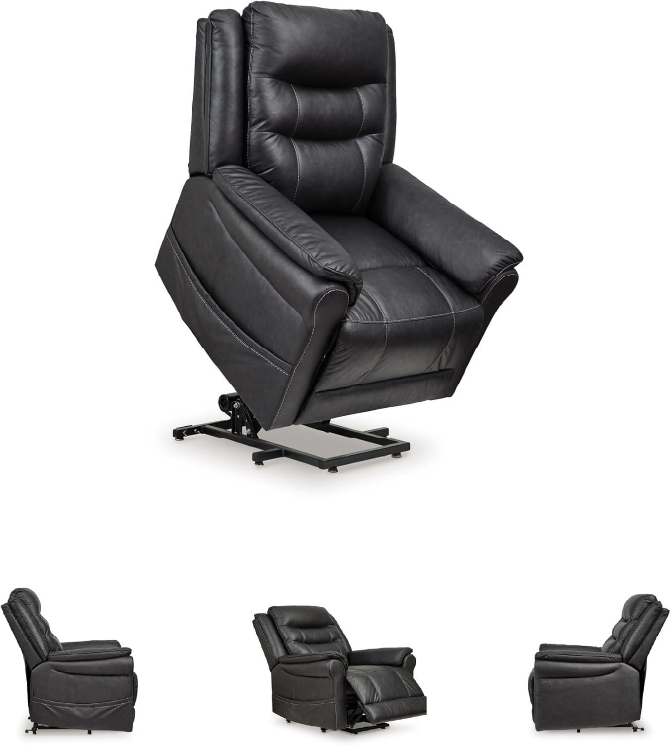 imageSignature Design by Ashley Oatman Recliner Chair Power Lift with Heat and Massage Faux Leather Upholstery OneTouch Control and USB Charging for Everyday Living Room Comfort