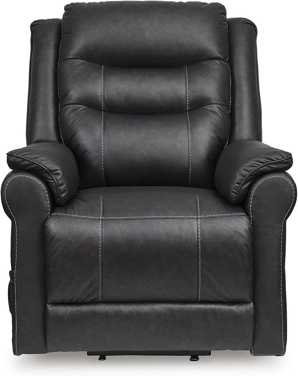 imageSignature Design by Ashley Oatman Recliner Chair Power Lift with Heat and Massage Faux Leather Upholstery OneTouch Control and USB Charging for Everyday Living Room Comfort