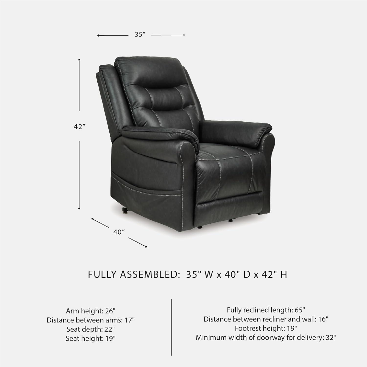 imageSignature Design by Ashley Oatman Recliner Chair Power Lift with Heat and Massage Faux Leather Upholstery OneTouch Control and USB Charging for Everyday Living Room Comfort
