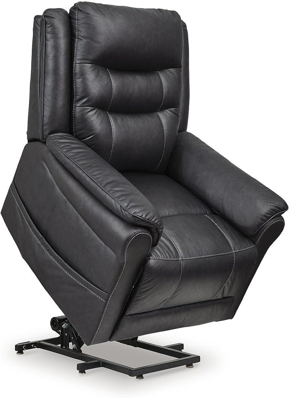 imageSignature Design by Ashley Oatman Recliner Chair Power Lift with Heat and Massage Faux Leather Upholstery OneTouch Control and USB Charging for Everyday Living Room Comfort
