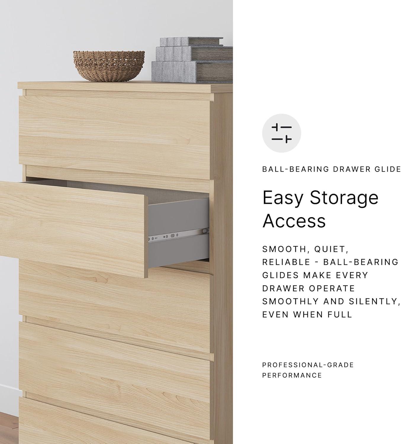imageSignature Design by Ashley Onita Modern Dresser Chest with 5 SmoothGliding Drawers Meets ASTM International Safety Standards White 2988 W x 1929 D x 5232 HBeige