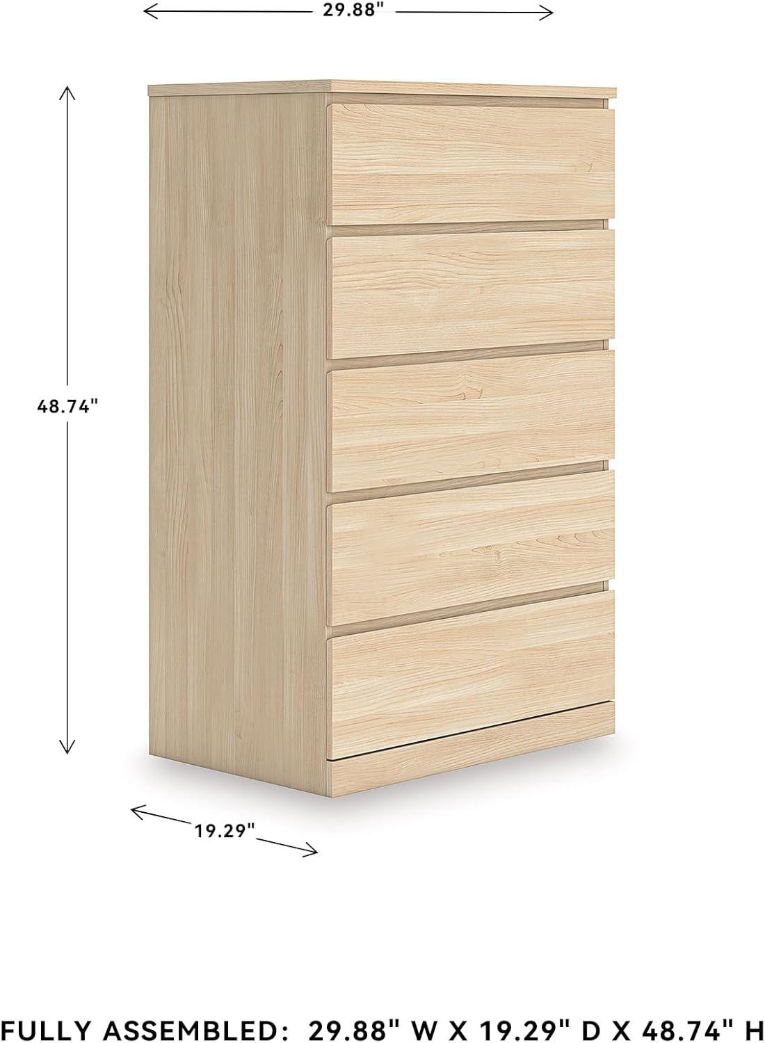 imageSignature Design by Ashley Onita Modern Dresser Chest with 5 SmoothGliding Drawers Meets ASTM International Safety Standards White 2988 W x 1929 D x 5232 HBeige