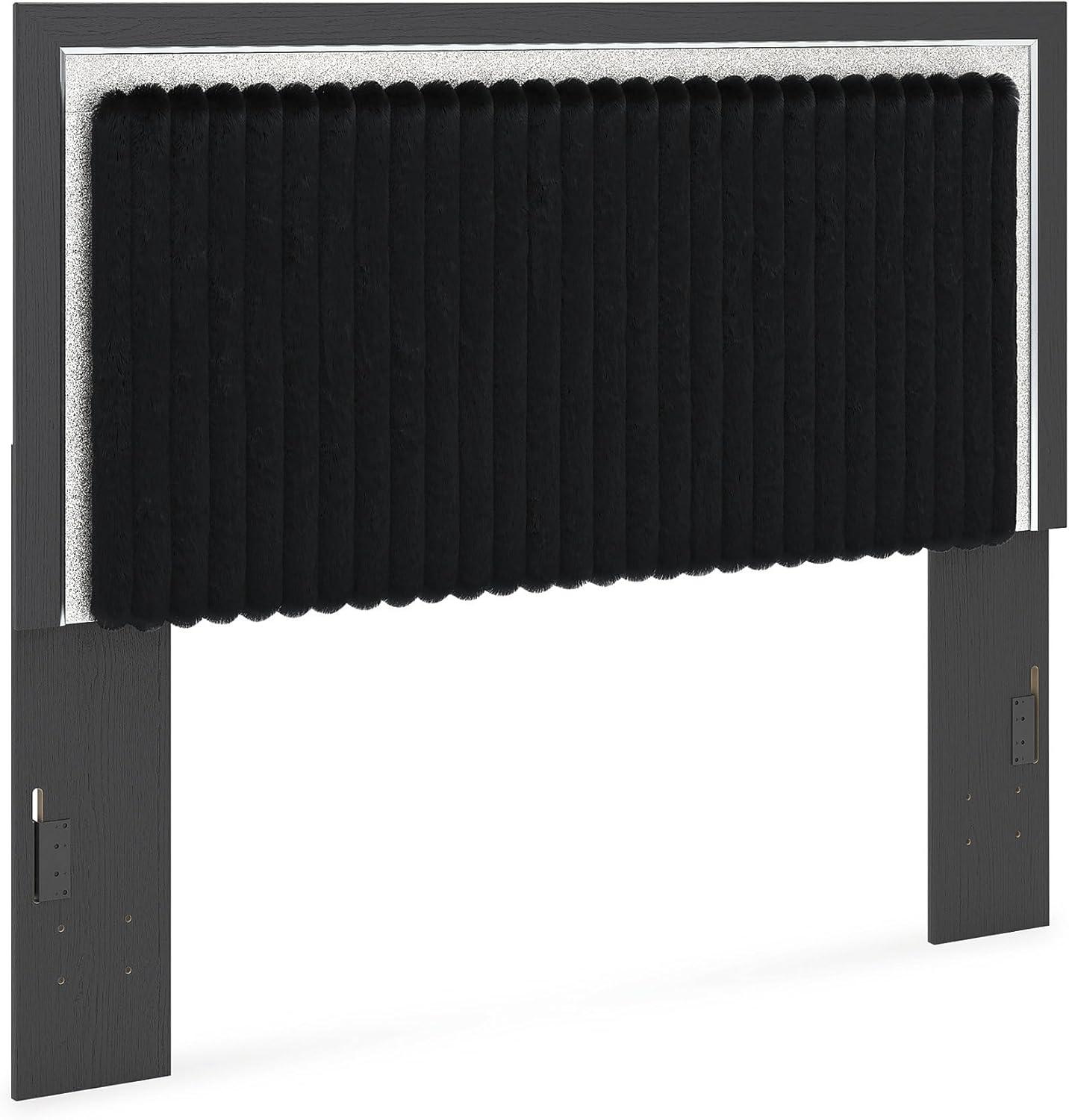 imageSignature Design by Ashley Ravalori Contemporary Upholstered Panel Headboard with Adjustable Height Queen WhiteBlack