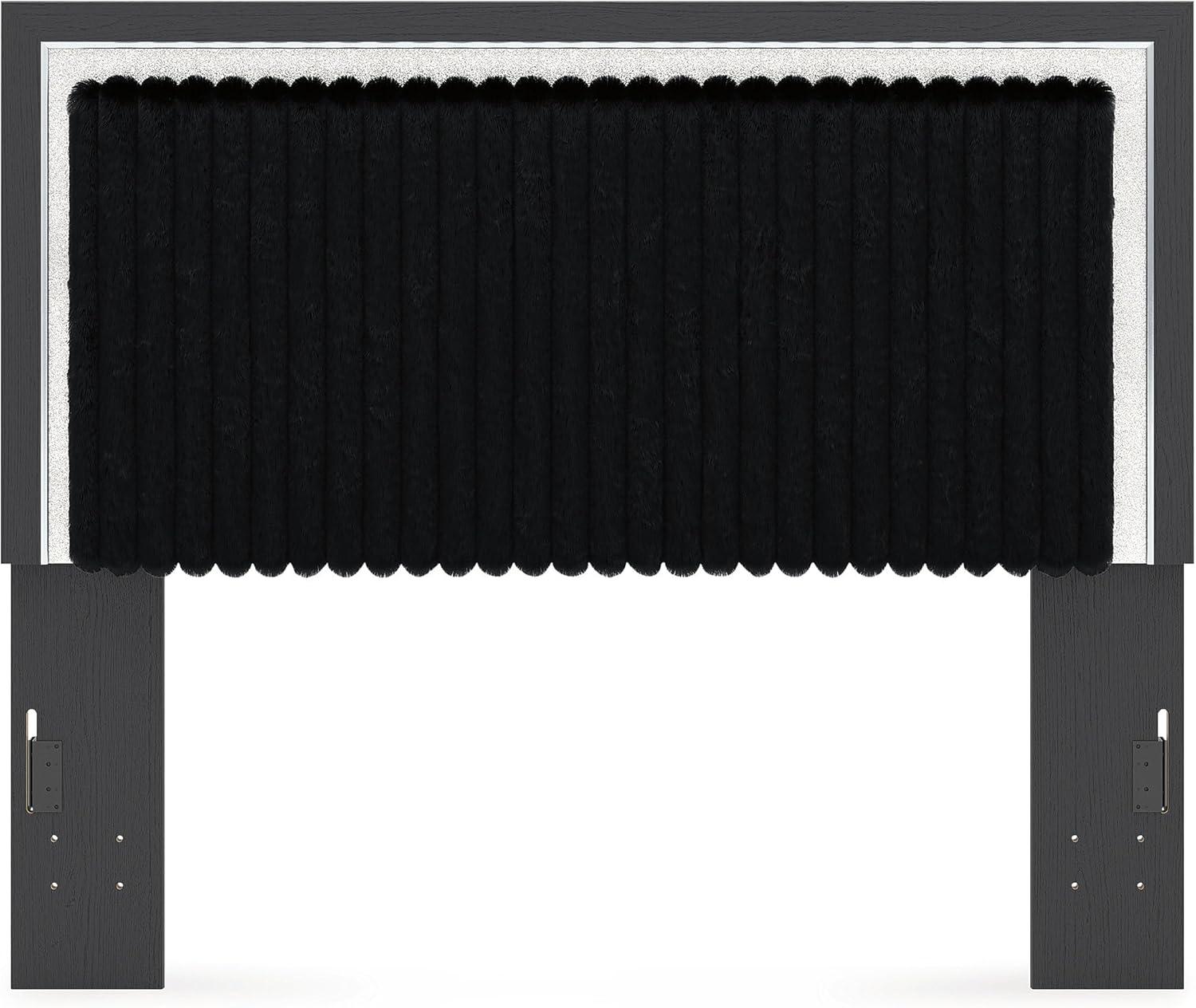 imageSignature Design by Ashley Ravalori Contemporary Upholstered Panel Headboard with Adjustable Height Queen WhiteBlack