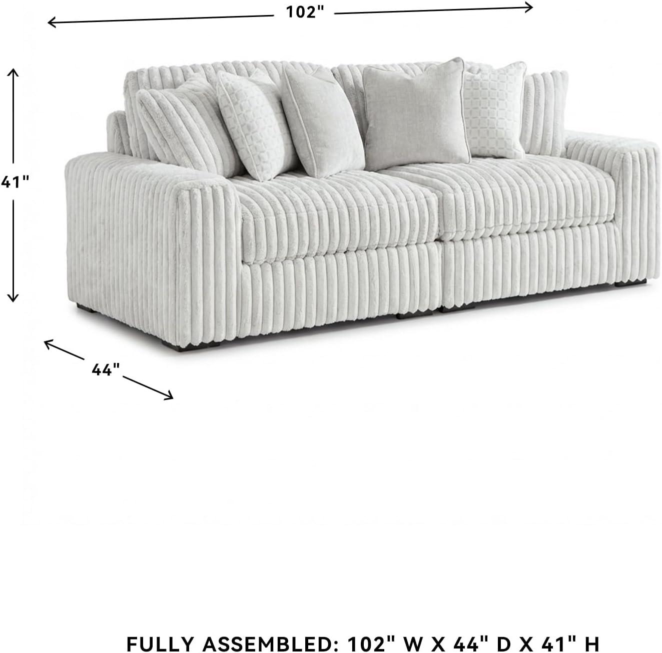 imageSignature Design by Ashley Stupendous Sectional Sofa Jumbo Cord Fabric Modern Sectional Couch with Feather Cushions for Living Room Seating Retro Style Neutral