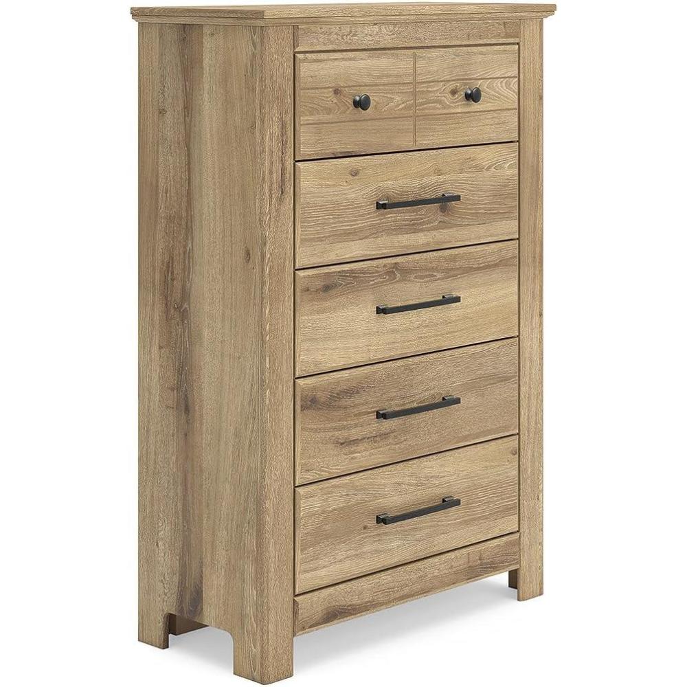 imageSignature Design by Ashley Allihauser Vintage 5Drawer Chest with Safety Stop and Anti Tipping Light Brown
