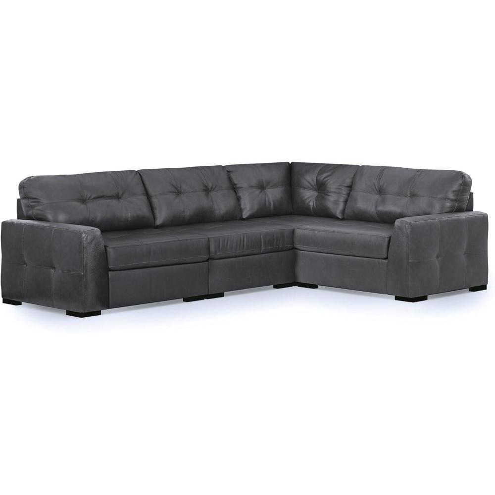 imageSignature Design by Ashley Brindley Pier Sectional Sofa L Shaped Modular Leather Seating with Tufted Detailing and Platform Support for Living Room Comfort 128 W