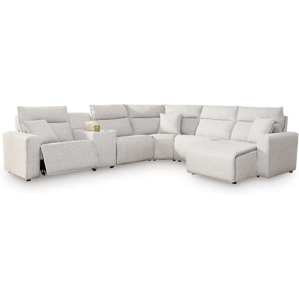 imageSignature Design by Ashley Modmax II Power Reclining Sectional Couch with Chaise and Console Modular Performance Fabric Contemporary Living Room Sectionals