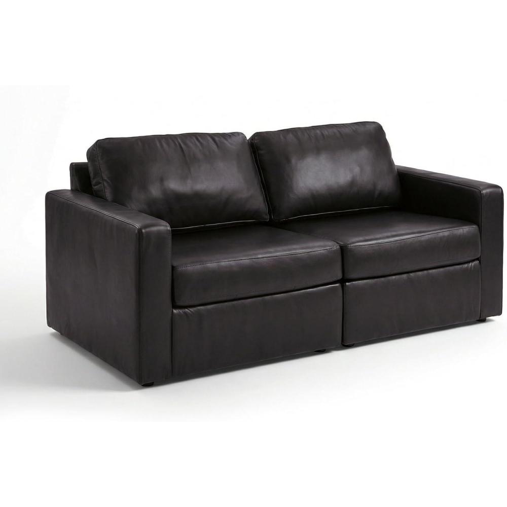 imageSignature Design by Ashley Modmax II Sectional Sofa Loveseat Modular Design Top Grain Leather Seating Contemporary Living Room Sectionals for Flexible Seating Black