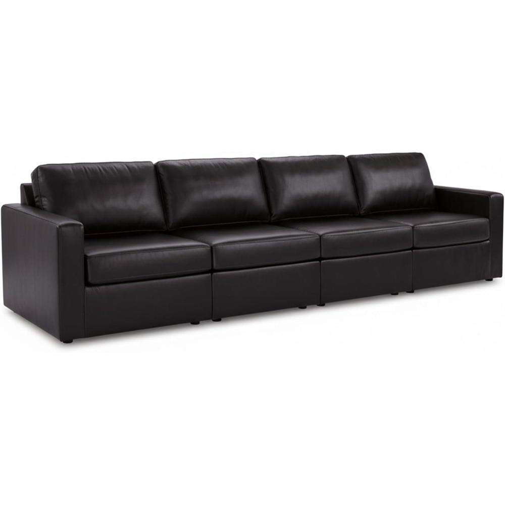 imageSignature Design by Ashley Modmax II Sectional Sofa Modular Design Top Grain Leather Seating Contemporary Living Room Sectionals for Flexible Entertaining Black