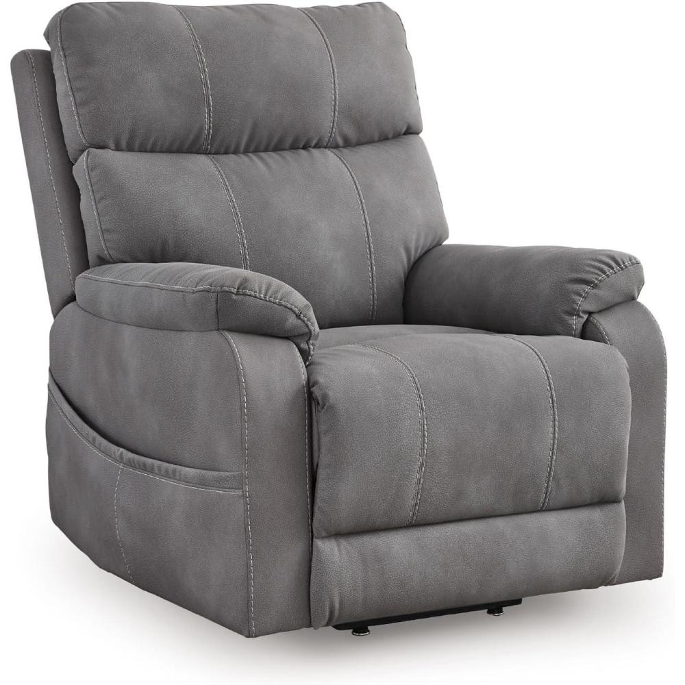 imageSignature Design by Ashley NextGen Durapella Recliner Chair Power Lift with EasyClean Faux Leather Dual Motor Control and Spacious Seating for Everyday Living Room Comfort
