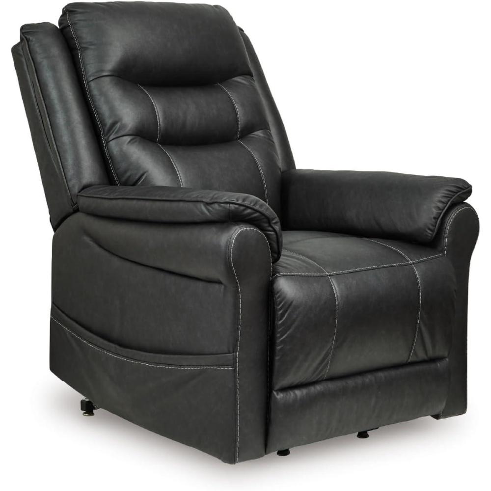 imageSignature Design by Ashley Oatman Recliner Chair Power Lift with Heat and Massage Faux Leather Upholstery OneTouch Control and USB Charging for Everyday Living Room Comfort