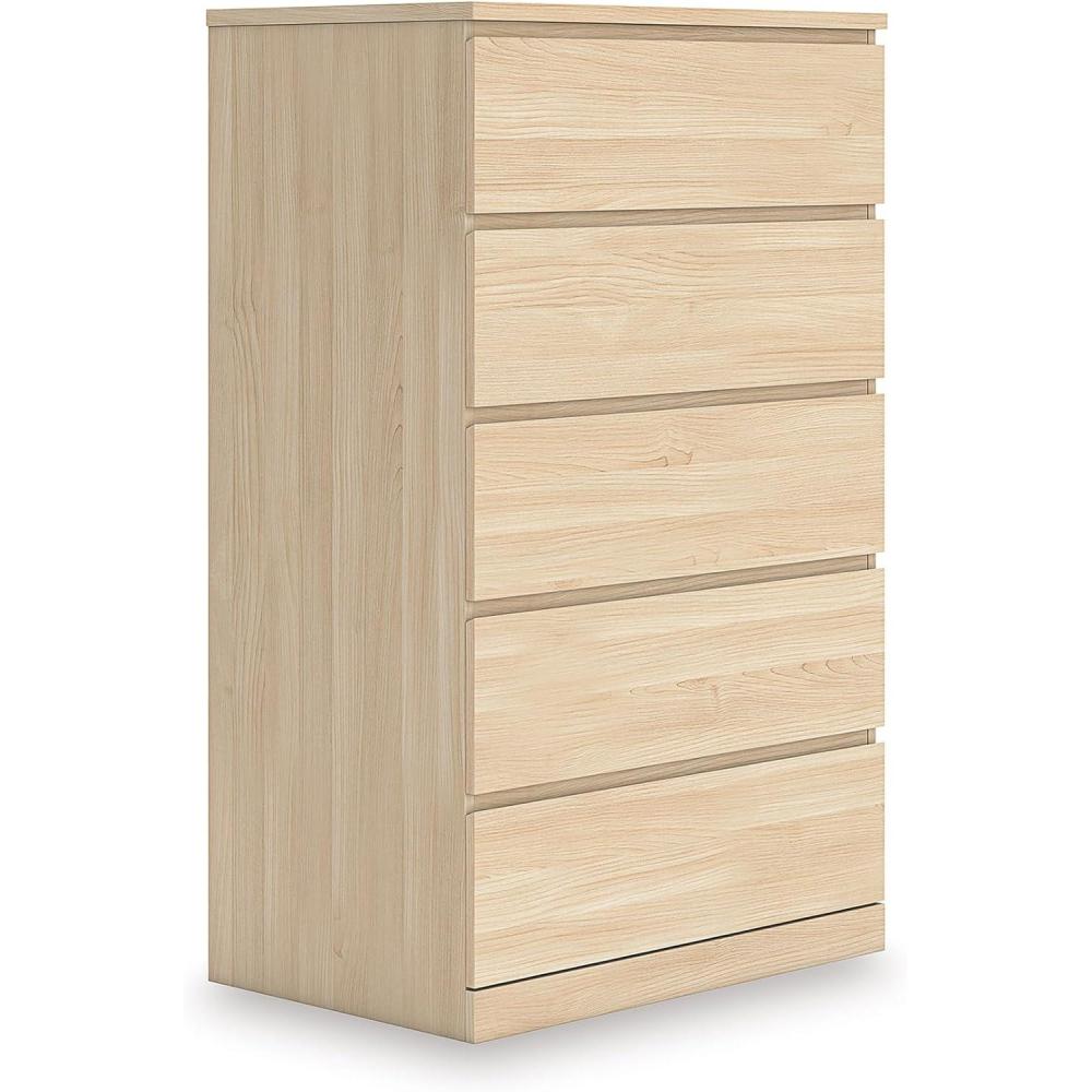 imageSignature Design by Ashley Onita Modern Dresser Chest with 5 SmoothGliding Drawers Meets ASTM International Safety Standards White 2988 W x 1929 D x 5232 HBeige