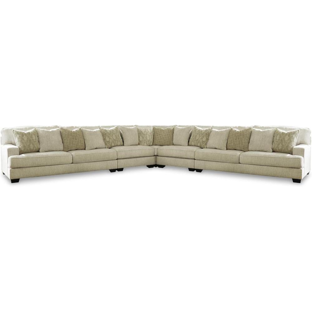 imageSignature Design by Ashley Rawcliffe Sectional Sofa Contemporary Microfiber Oversized Couch with Reversible Cushions for Comfort Spacious Living Room Seating Cream