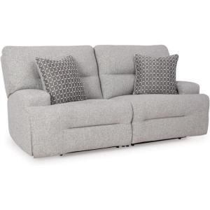 Signature Design by Ashley Acklen Place Sectional Sofa Loveseat, Modular Power Reclining Comfort with Adjustable Headrests, Easy‑Clean Nuvella Fabric Living Room Sectionals, 84′ W x 42′ D x 42′ H(Light Gray)