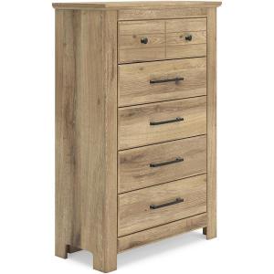 Signature Design by Ashley Allihauser Vintage 5-Drawer Chest with Safety Stop and Anti -Tipping, Light Brown